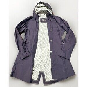 REI E1 Rain Jacket Women’s Large Navy Blue Hooded Waterproof Nylon Trench Shell